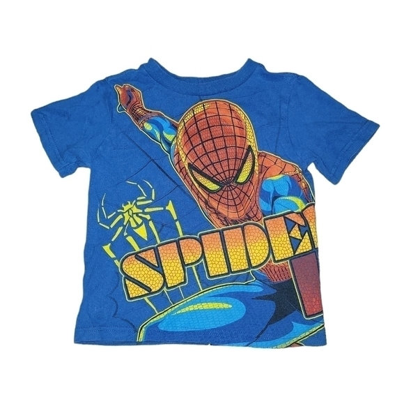 Spiderman size 3T short sleeve graphic tee shirt marvel Spiderman blue tee - Picture 1 of 4